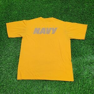 USN US Navy Shirt S/M 19x25 Yellow Spellout